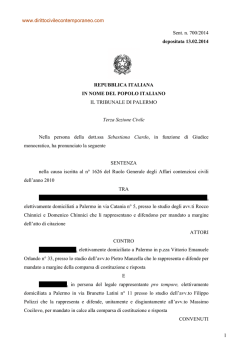 Trib Palermo 13 febbraio 2014 - Diritto Civile Contemporaneo