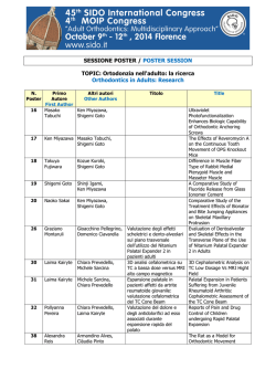 SESSIONE POSTER / POSTER SESSION TOPIC: Ortodonzia nell
