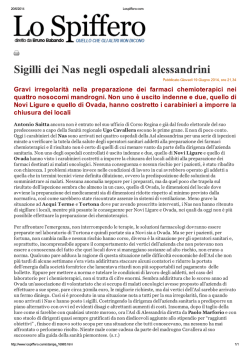 ALESSANDRIA Sigilli dei Nas negli ospedali alessandrini (Lo Spiffero)