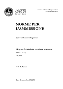 Norme di ammissione 2014-15 - Universit&agrave; Cattolica del Sacro Cuore
