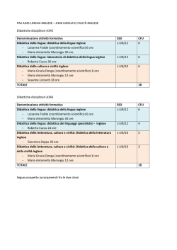 PAS A345 LINGUA INGLESE &ndash; A346 LINGUA E CIVILT&Agrave; INGLESE