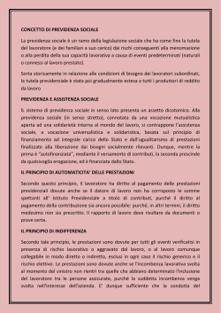 CONCETTO DI PREVIDENZA SOCIALE La
