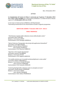 Programma della seduta di laurea - Dipartimento Interateneo di Fisica