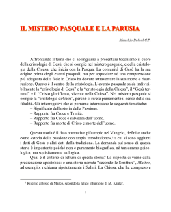 Il mistero Pasquale e la Parusia