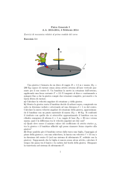 Fisica Generale I A.A. 2013-2014, 3 Febbraio 2014 Esercizi di
