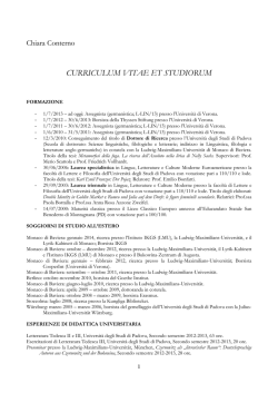 Curriculum vitae et studiorum - Lingue e Letterature Straniere