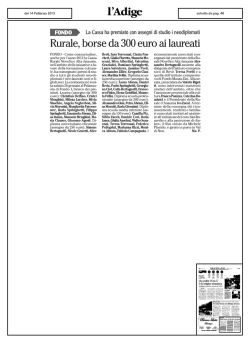 Rurale, borse da 300 euro ai laureati