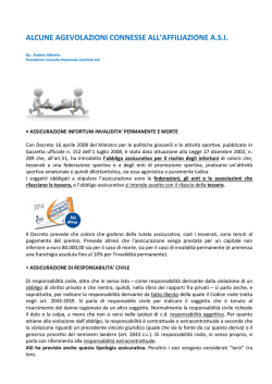 ALCUNE AGEVOLAZIONI CONNESSE ALL