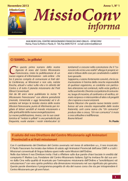 MissioConv Informa n. 1 - Centro Missionario Francescano Onlus