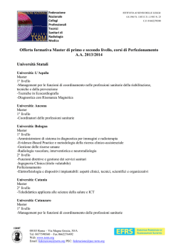 Offerta formativa Master di primo e secondo livello, corsi di
