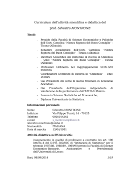 Curriculum per Concorso - Universit&agrave; degli Studi di Bari