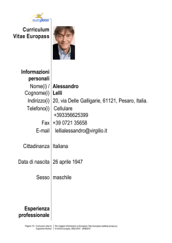 Cognome(i) Alessandro Lelli Indirizzo(i) 20, via Delle Galligarie, 61