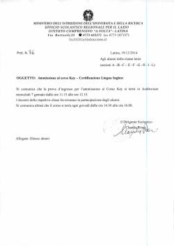 Comunicazione n. 76 inzio corso KEY