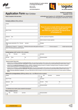 Application Form Main Exhibitor