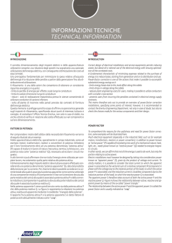 INFORMAZIONI TECNICHE TECHNICAL INFORMATION