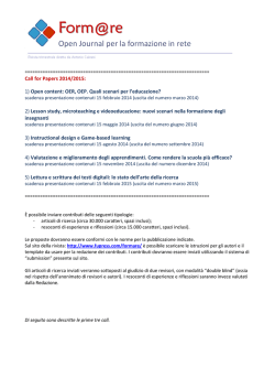 Call for Papers 2014/2015: 1) Open content: OER, OEP. Quali