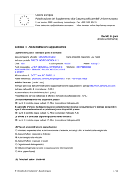 Bando di gara - PROCEDURA APERTA PER