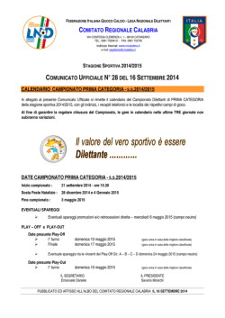 Comunicato Ufficiale n. 28 del 16 Settembre 2014