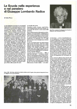 La Scuola nella esperienza e nel pensiero di Giuseppe Lombardo
