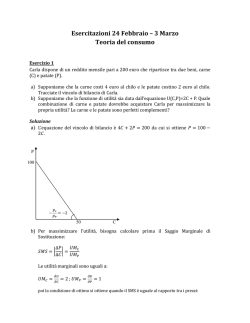 Esercitazioni 24 Febbraio &ndash; 3 Marzo Teoria del consumo