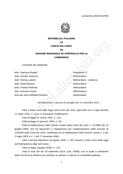 Lombardia 300/2014/PAR REPUBBLICA ITALIANA LA