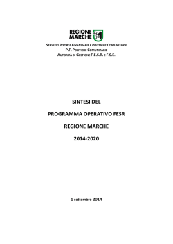 SINTESI DEL PROGRAMMA OPERATIVO FESR