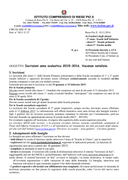 ISTITUTO COMPRENSIVO DI RIESE PIO X OGGETTO: Iscrizioni