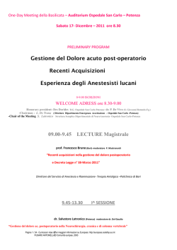 Gestione del Dolore acuto post-operatorio Recenti