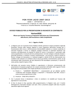 POR FESR LAZIO 2007-2013 Horizon2020