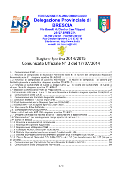 17/07/2014 - Comunicato ufficiale N.03 - Comitato di