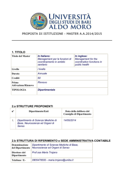 proposta di istituzione - Universit&agrave; degli Studi di Bari