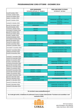 programmazione corsi ottobre - dicembre 2014