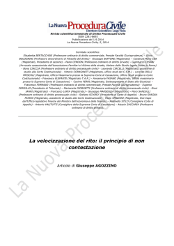 La velocizzazione del rito: il principio di non contestazione