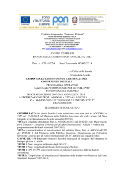 AVVISO PUBBLICO BANDO RECLUTAMENTO PON ANNUALITA