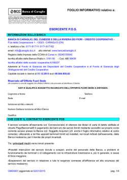 FOGLIO INFORMATIVO relativo a: ESERCENTE P.O.S.