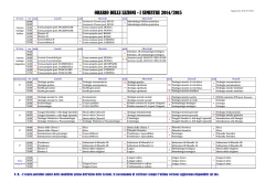 ORARIO DELLE LEZIONI I SEMESTRE 2014/2015