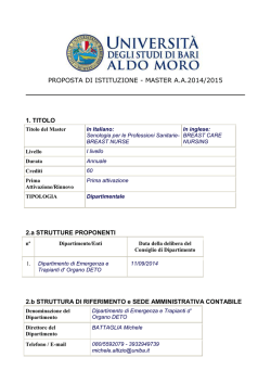 proposta di istituzione - Universit&agrave; degli Studi di Bari