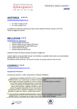 41&deg; Trofeo Nico Sapio - News 2014-2015 Logistica