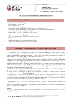 Foglio Informativo FINANZIAMENTO CDP PER GLI INVESTIMENTI