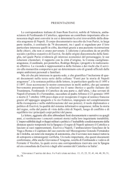 PRESENTAZIONE Le corrispondenze italiane di Joan Ram Escriv&agrave;