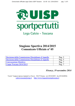 Comunicato Ufficiale n°05 - Lega calcio regionale toscana UISP