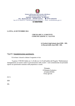 Comunicazione n. 3 SOMMINISTRAZIONE QUESTIONARIO