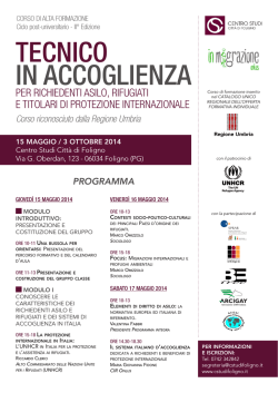 TECNICO IN ACCOGLIENZA - Centro Studi Citt&agrave; di Foligno