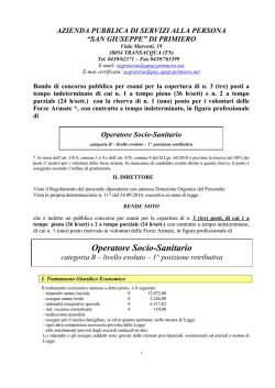 Bando - APSP "San Giuseppe" di Primiero