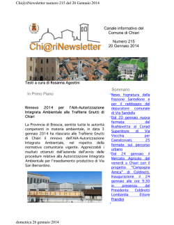 Canale informativo del Comune di Chiari Numero 215 20 Gennaio