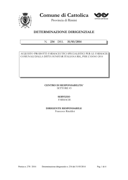 DETERMINAZIONE DIRIGENZIALE 234 Anno 2014