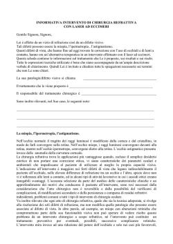 Il consenso informato per gli interventi di chirurgia refrattiva proposto