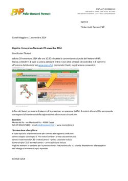 Spett.le Titolari tutti Partner PNP Castel Maggiore 11 novembre