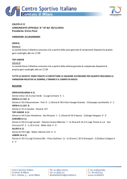 Comunicato n. 7 commissione calcio a 11
