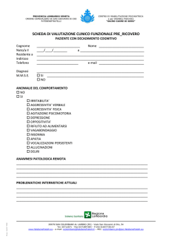 Scheda di Valutazione Clinico Funzionale Pre